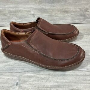 CLARKS Unstuctured Mens 10.5 M Brown Leather Loafers Shoes Casual Dress Natural
